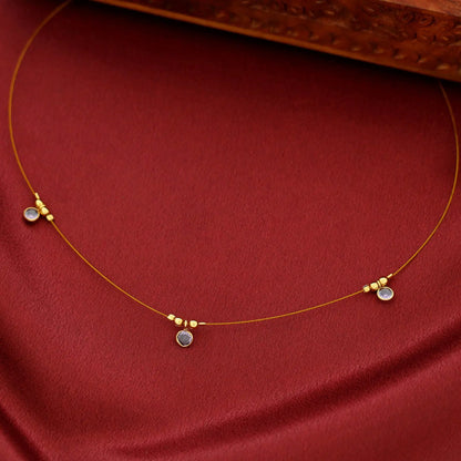 Tri Glossy Stone String Neckpiece
