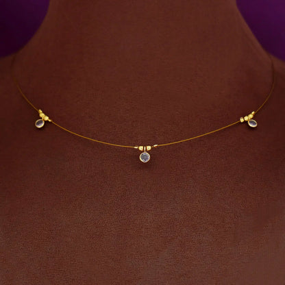 Tri Glossy Stone String Neckpiece