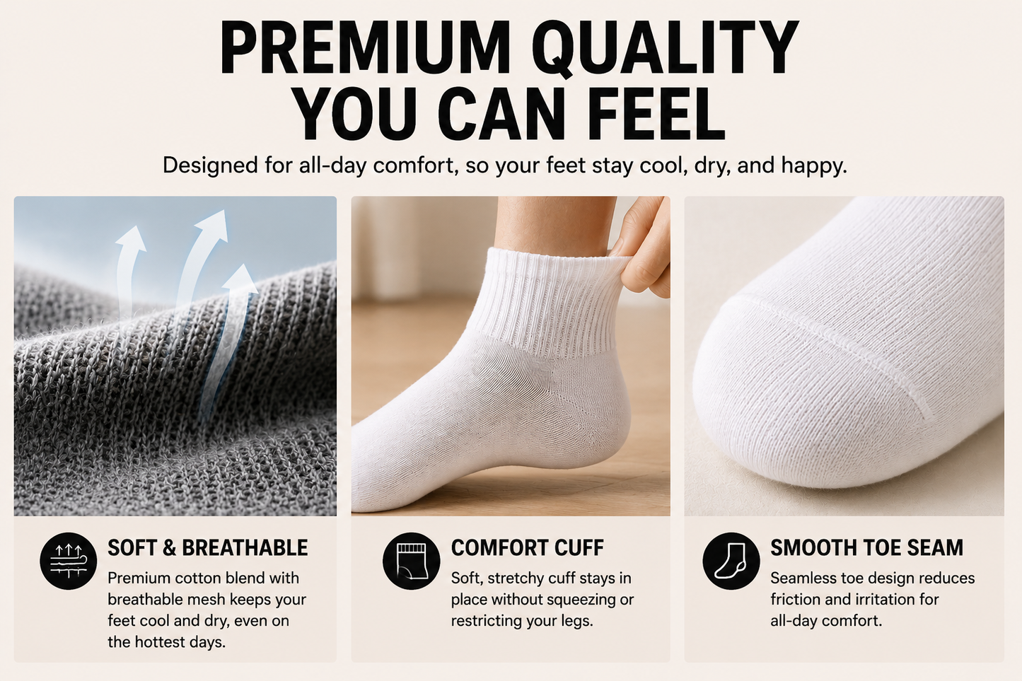 MODERNHEALTHYLIFE™ Premium Everyday Socks – 30 Pairs for Only $39.98 | Soft, Breathable & Built to Last
