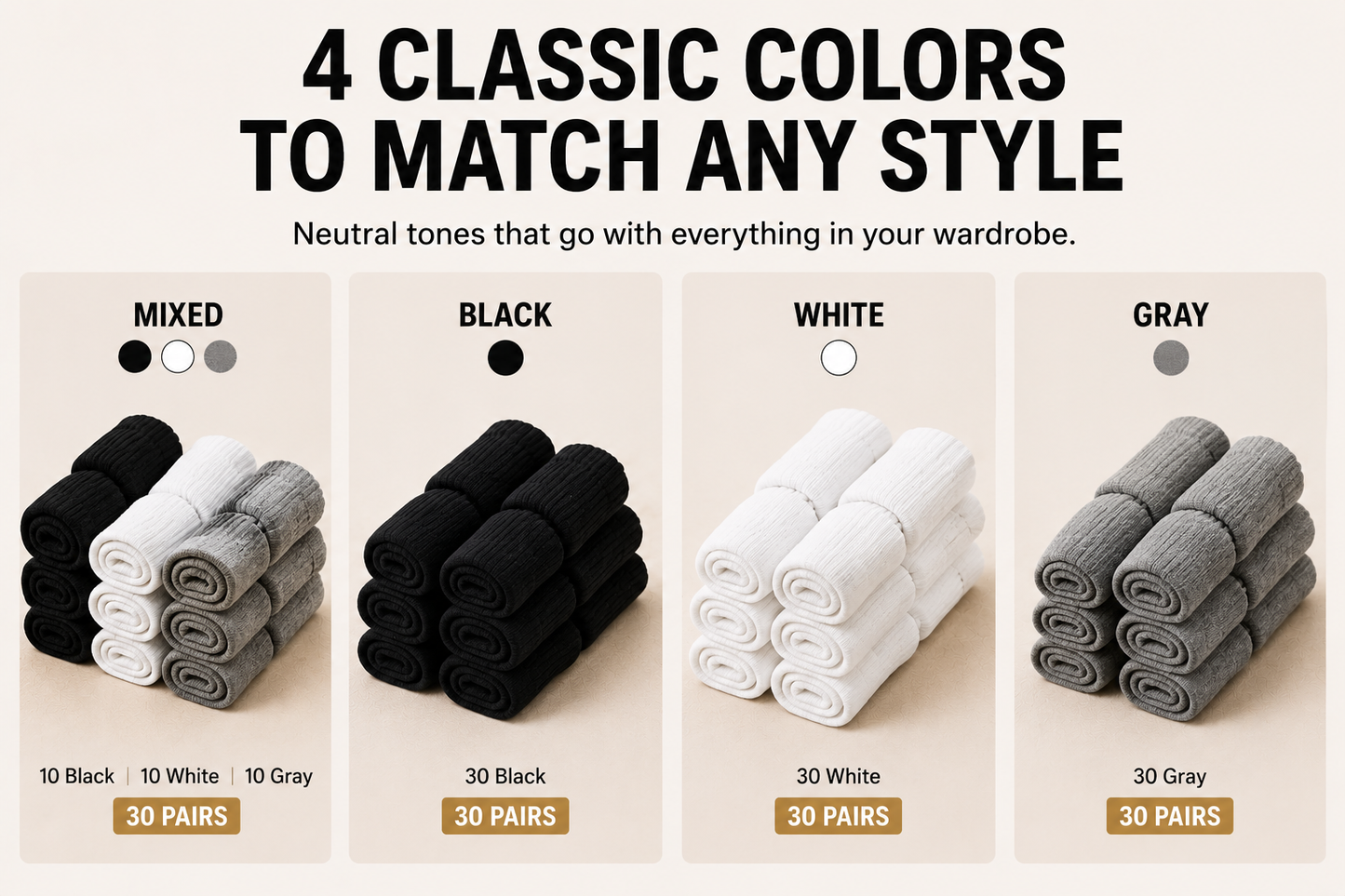 MODERNHEALTHYLIFE™ Premium Everyday Socks – 30 Pairs for Only $39.98 | Soft, Breathable & Built to Last